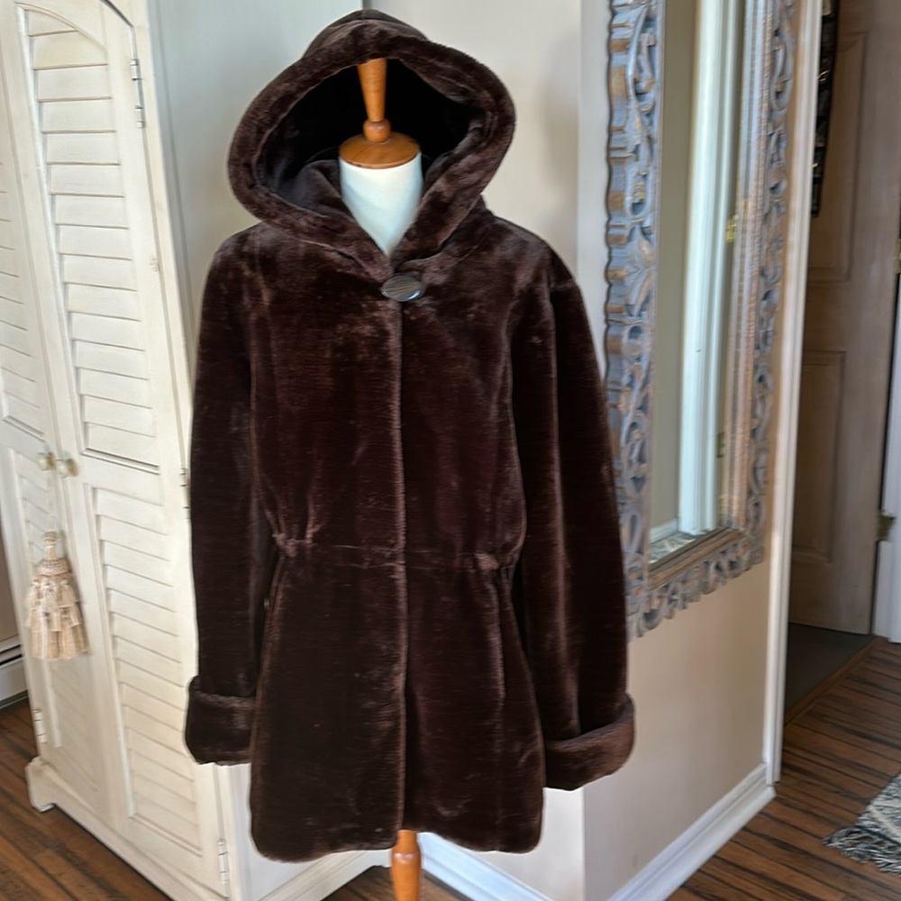 Dennis Basso Faux Fur Hooded Jacket